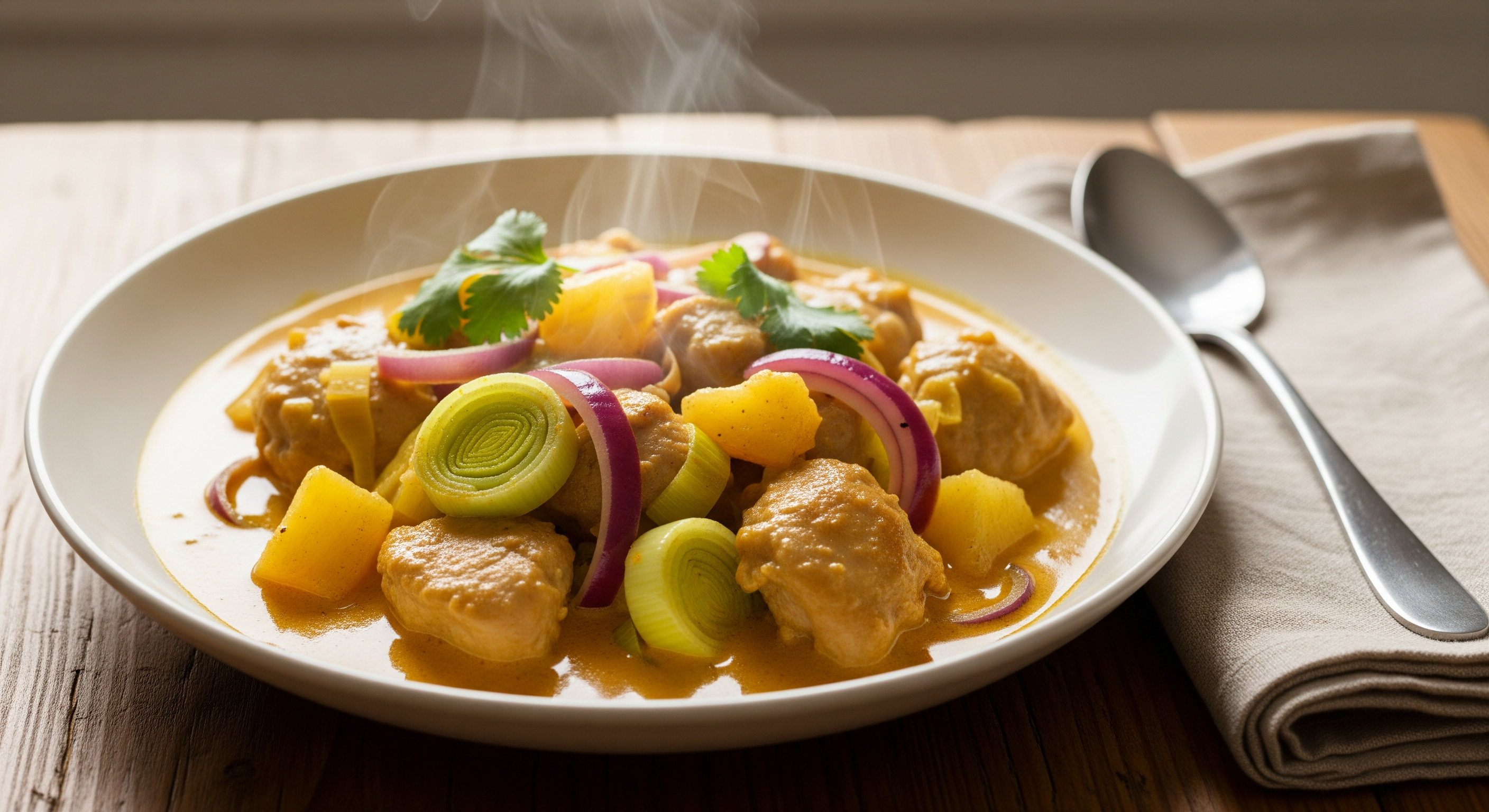 Карі з куркою, овочами та ананасом