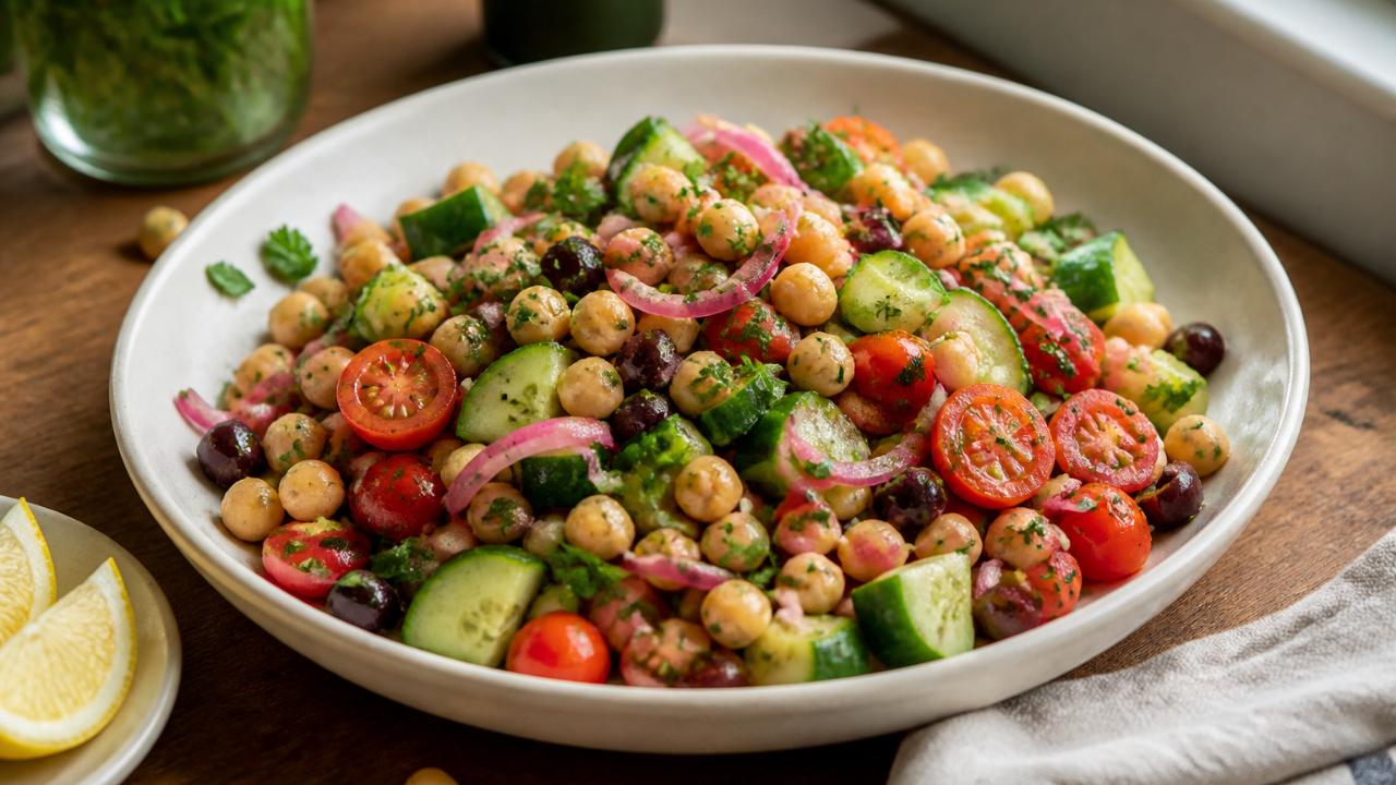 Mediterranean Chickpea Salad with Lemon Dressing