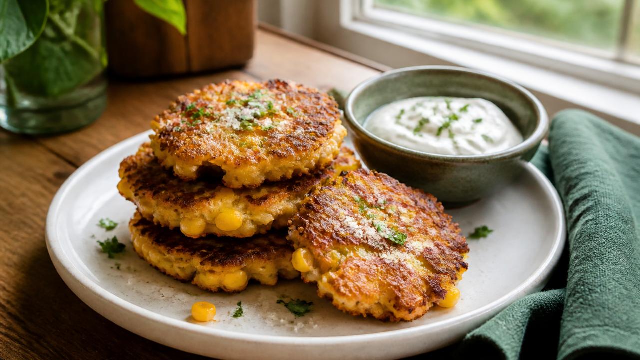 Southern corn fritters with parmesan