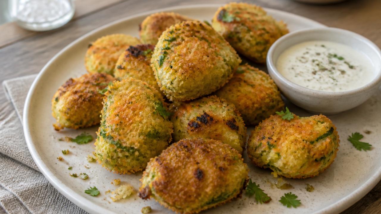 Baked vegetable tots with cauliflower and flax egg
