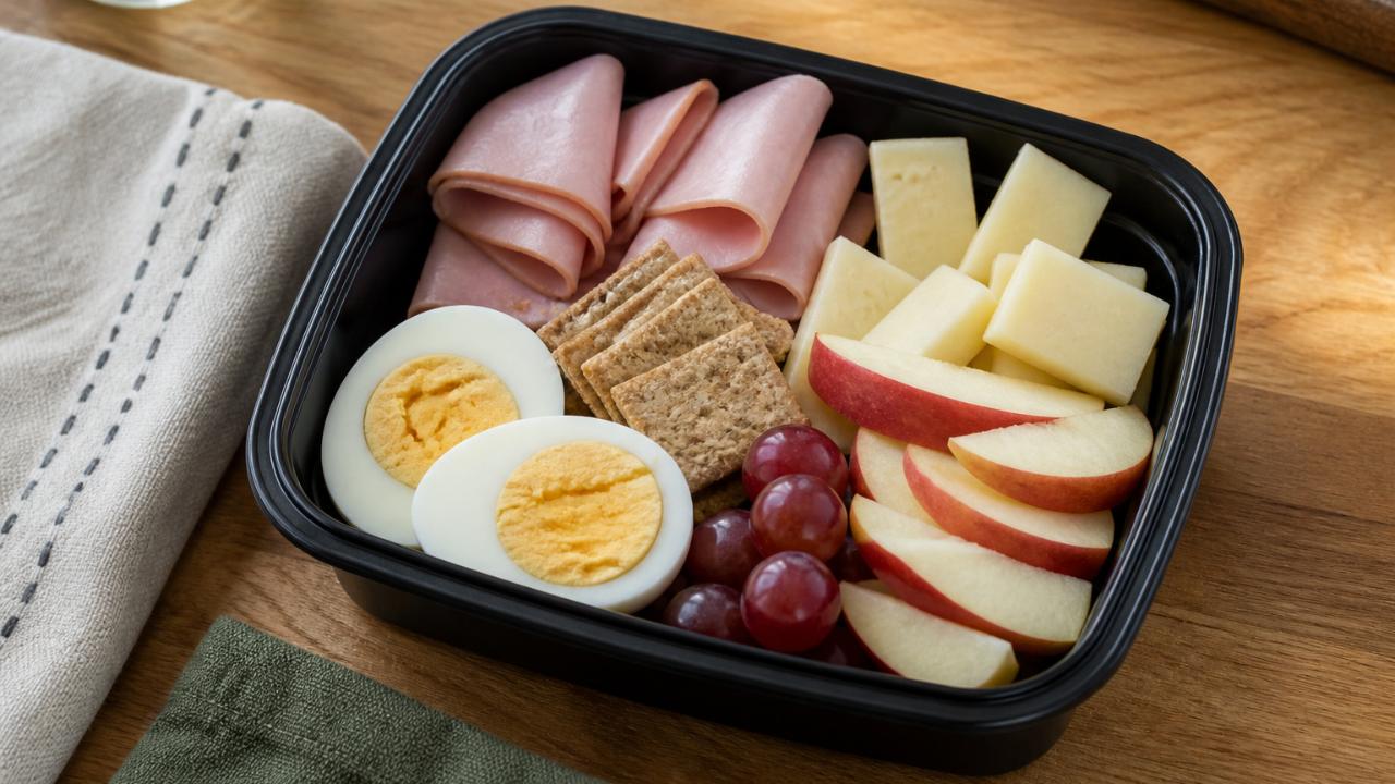 Protein Box with Ham, Apple, Cheddar, Egg and Grapes