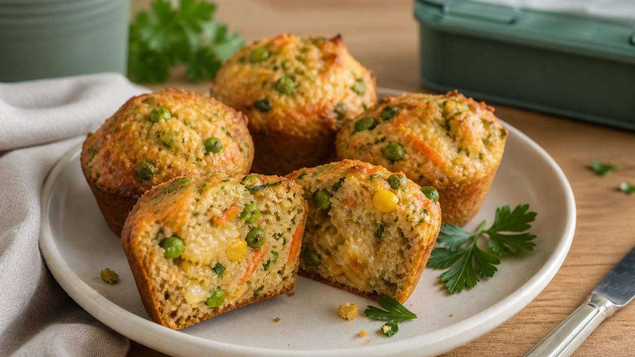 Vegetable Savoury Muffins with Zucchini, Carrot, Peas and Corn