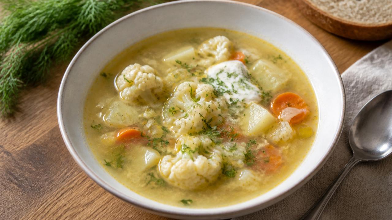 Polish cauliflower soup with leek
