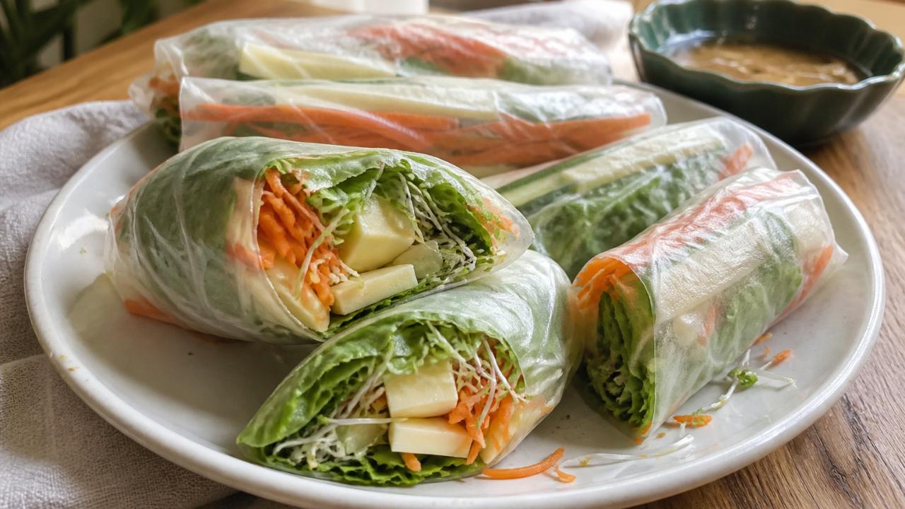 Vegetable rice paper rolls with cheese