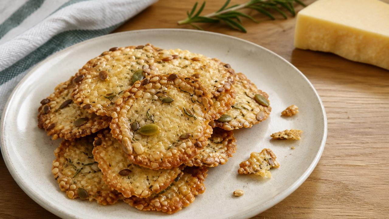 Seed and Cheese Crackers with Garlic and Rosemary