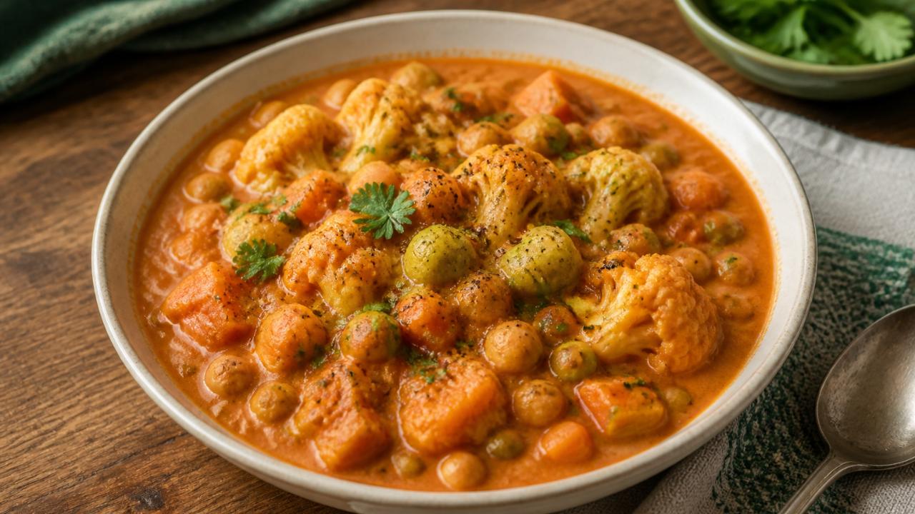 Quick Vegan Curry with Chickpeas and Frozen Vegetables