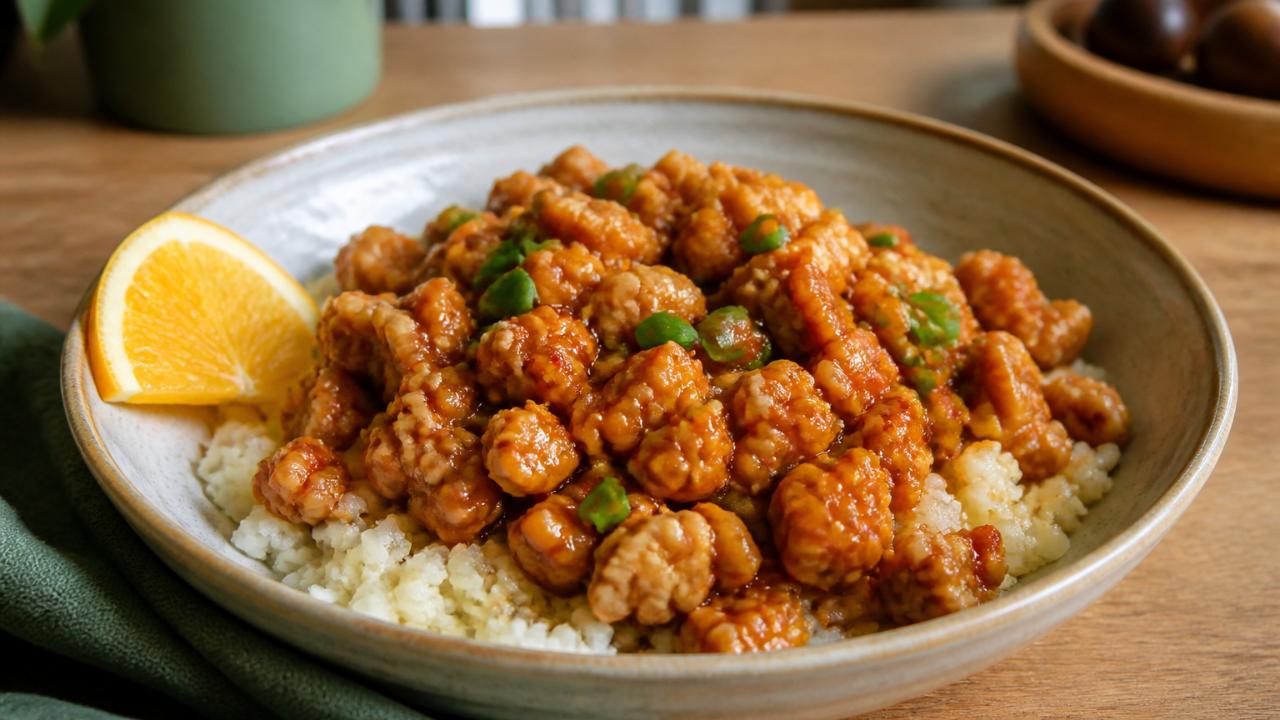 Ground Orange Chicken with Cauliflower Rice