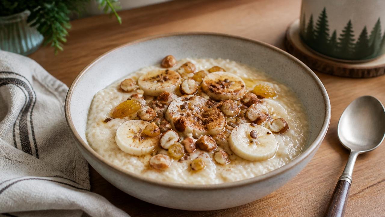 Semolina Porridge with Banana and Sultanas