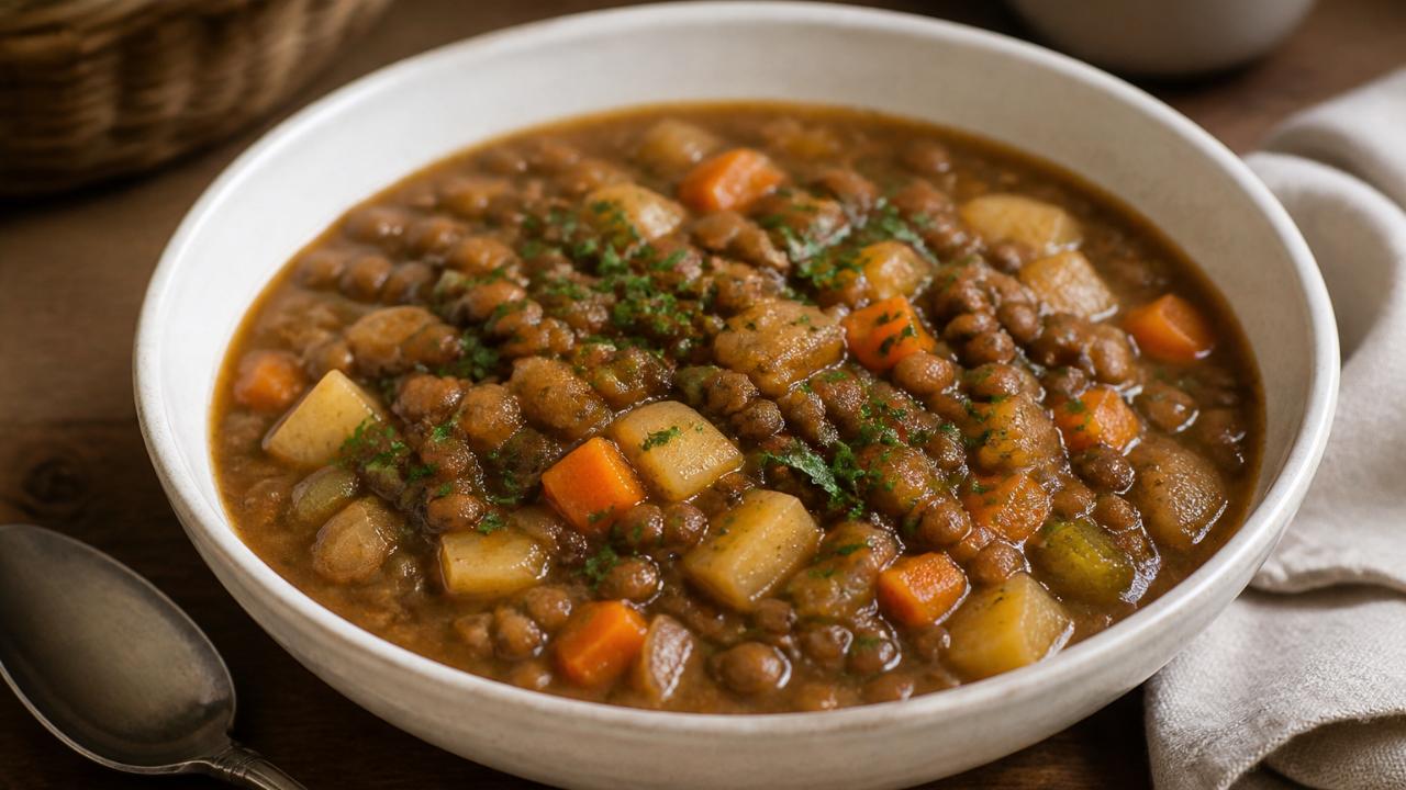 Classic Lentil Stew with Potatoes and Vegetables