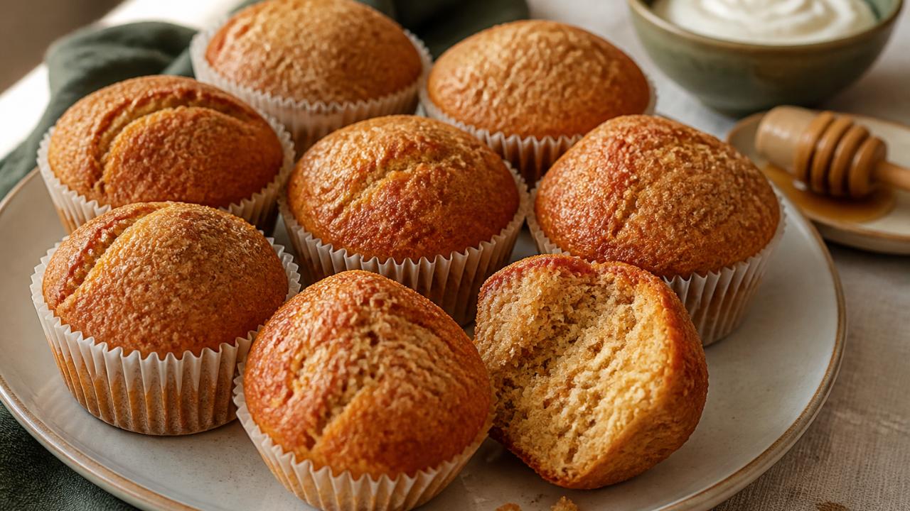 Whole Wheat Muffins with Plain Yogurt and Honey