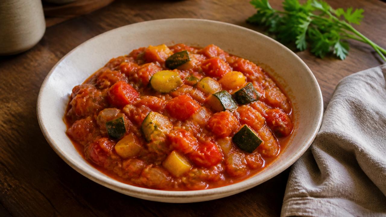Manchego ratatouille with zucchini and peppers