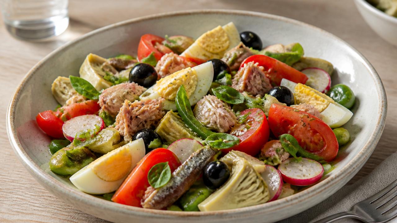 Niçoise salad with tuna, anchovies and artichokes