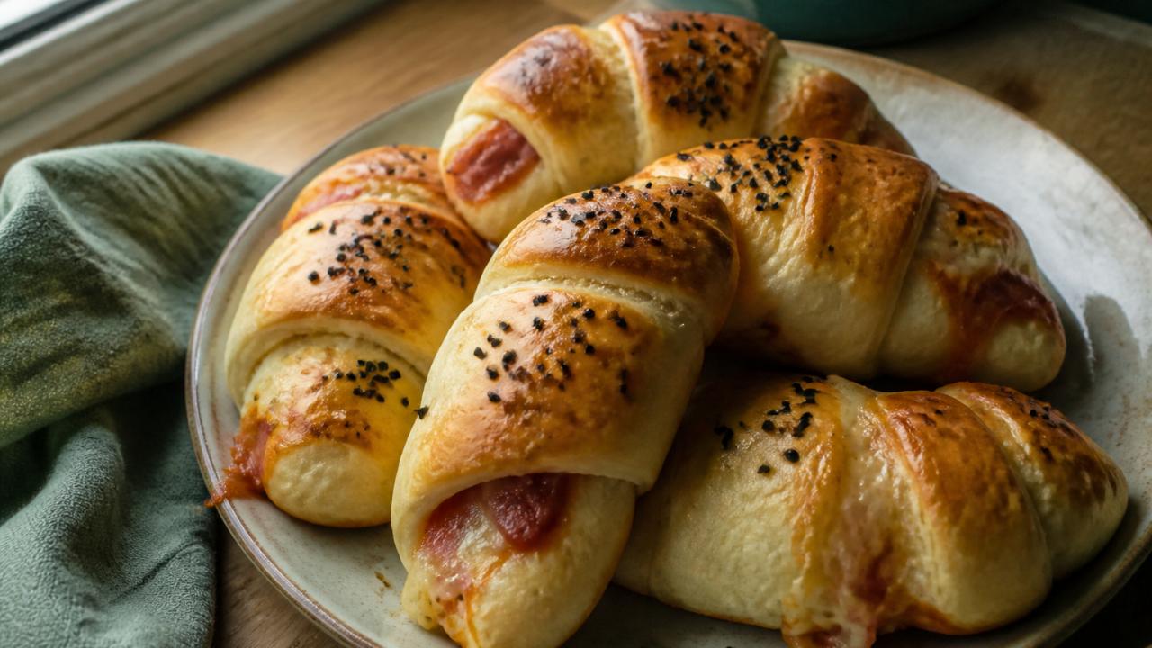 Savory crescents with ham and yellow cheese